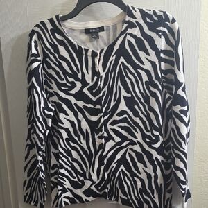 Style & Co. Black and White Zebra-Print Cardigan Size XL Petite